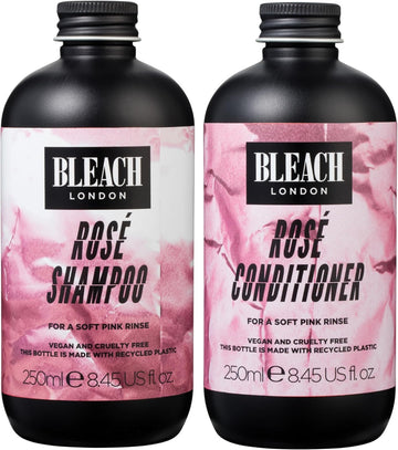 Bleach London Rose Shampoo 250 Ml And Rose Conditioner 250 Ml - High Pigmented Soft Pink Rinse, Vegan, Cruelty Free, Colour Protected Clean, Colour Depositing Toning Formula