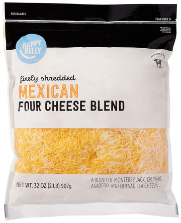 Amazon Brand - Happy Belly Shredded Mexican Four Cheese Blend, 32 Oz