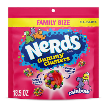 Nerds Gummy Clusters, Candy, Rainbow, Crunchy And Gummy, Back To School Sweet Treat, 18.5 Oz