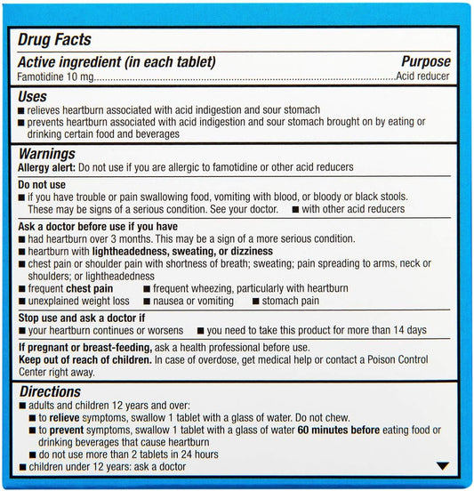 Rite Aid Acid Reducer, Original Strength Famotidine Tablets, 10 Mg - 2 Bottles, 90 Count Each (180 Count Total) | Heartburn Relief | Acid Reflux | Heartburn Chews & Tablets