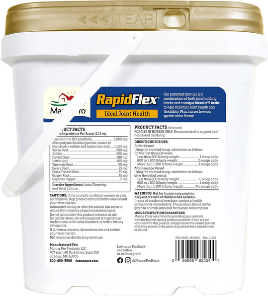 Manna Pro Rapid Flex - Fast Acting Joint Supplement For Horses - Clinically Proven Unique Patented Formula - 4 Pounds