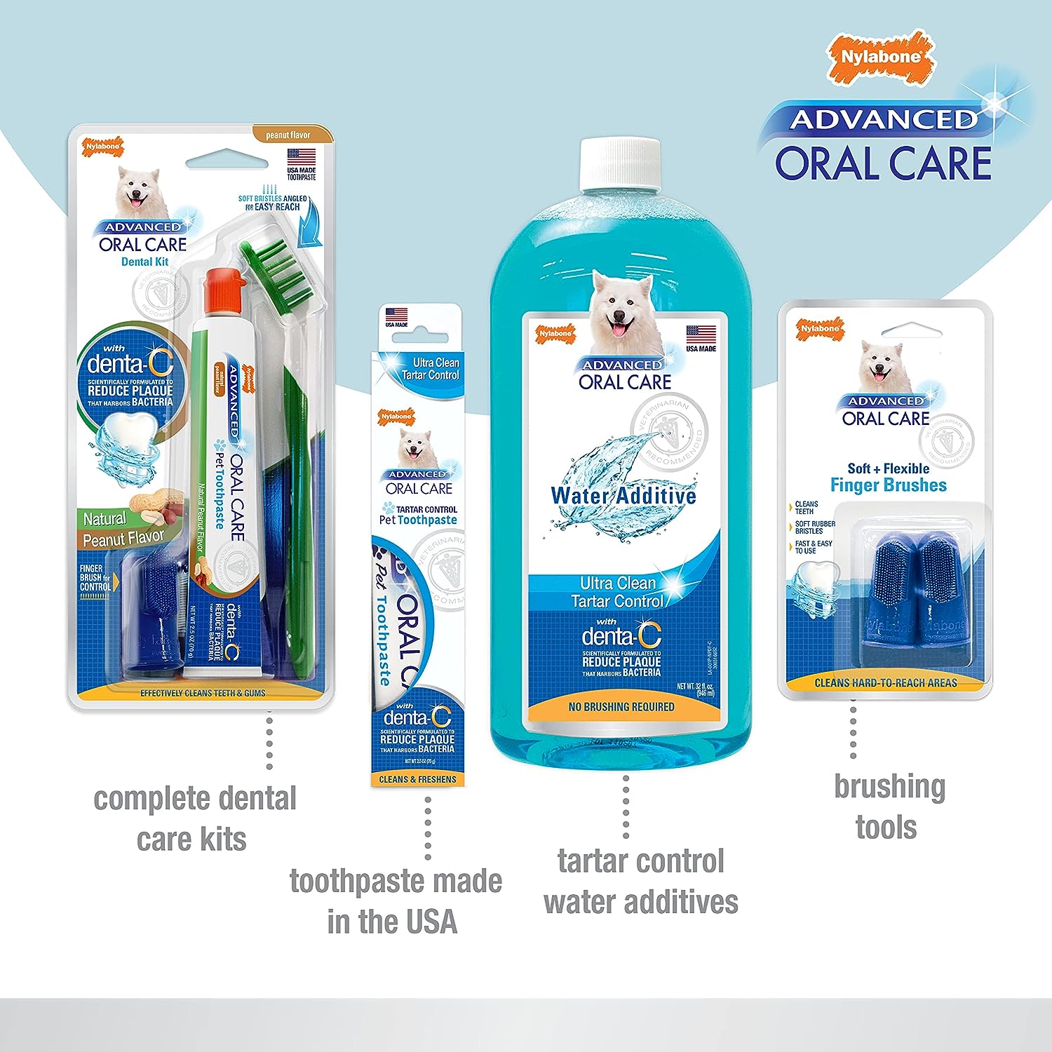 Nylabone Advanced Oral Care Natural Dog Dental Kit Peanut Flavor 2.5 oz. : Pet Toothbrushes : Pet Supplies