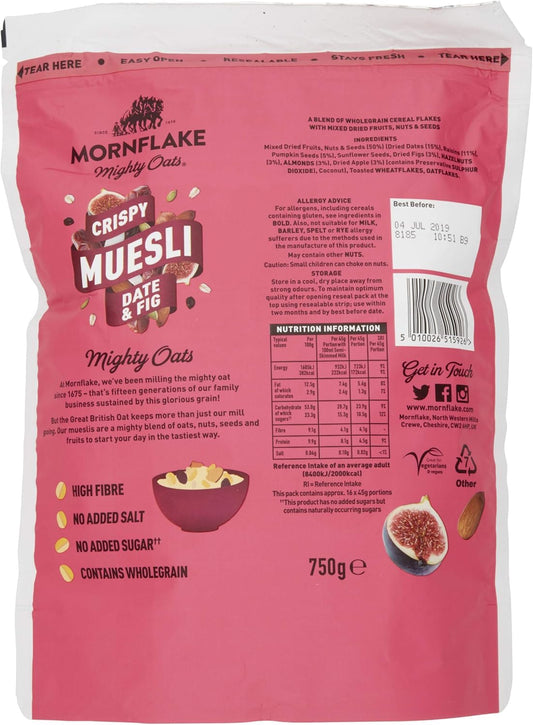 Mornflake - 8X 1.1Kg Classic Swiss Style Muesli No Added Sugar. Vegan, Healthy, High Fibre Morning Breakfast Cereal With Mixed Nuts And Raisins. (Pack Of 8)
