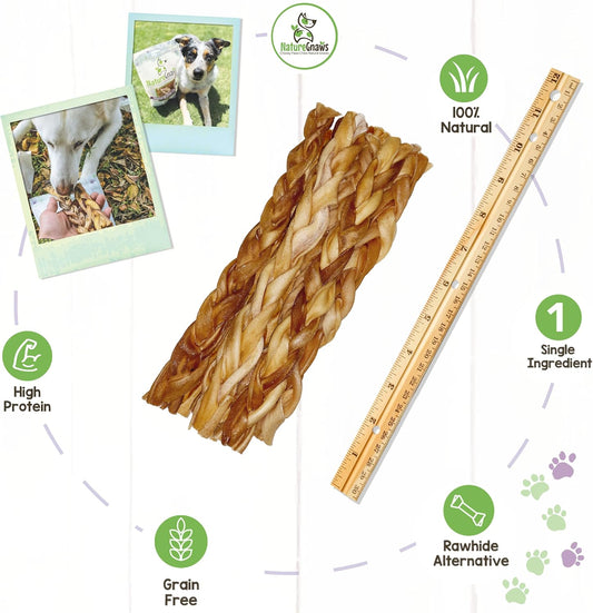 Nature Gnaws Braided Collagen Sticks For Dogs 6" (5 Count) - Long Lasting For Aggressive Chewers And Large Dogs - Natural Beef Hide Dog Chew Bones