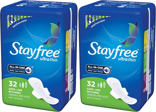 Stayfree Ultra Thin 32 Count Super-Long With Wings (2 Pack)