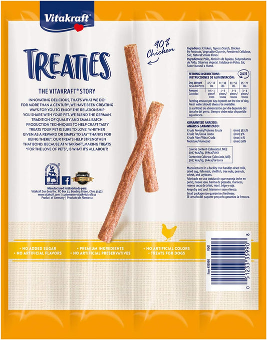 Vitakraft Treaties Dog Chew Sticks - Treats Made With 90% Chicken - Soft Dog Jerky Treats - Dog Chews No Rawhide