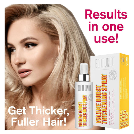 Bold Uniq Volumizing Hair Thickening Spray - 175 Ml, Adds Texture & Body, For Fine, Flat & Thin Hair, Volume Products For Women & Men, Light Weight & Non Stick