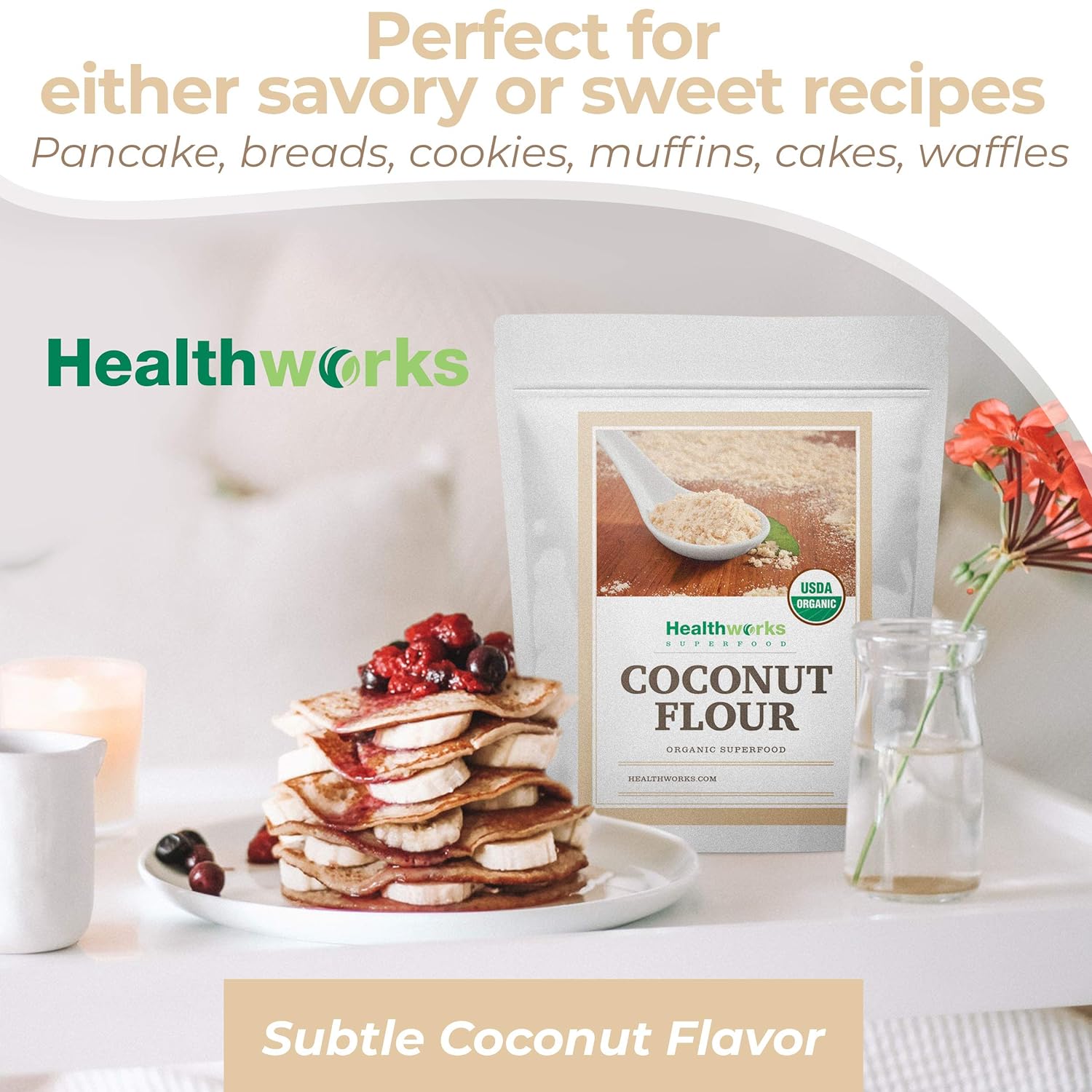 Healthworks Coconut Flour Unrefined Raw Organic (64 Ounces / 4 Pounds) | Certified Organic | Keto, Vegan & Non- GMO | Protein Based Whole Foods | Pancakes, Waffles, Bread & Other Baked Goods : Grocery & Gourmet Food