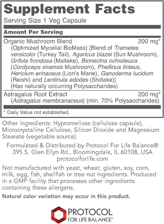Protocol Mycel Immune Plus - Immune Support Mushroom Supplement - 8 Mushrooms - 90 Veg Caps
