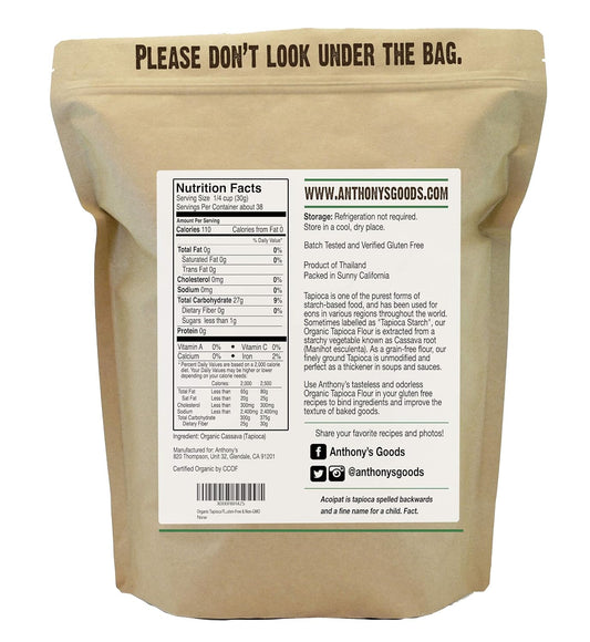 Anthony'S Organic Tapioca Flour Starch, 2.5 Lb, Gluten Free & Non Gmo