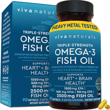 Fish Oil Omega 3 Supplement - 2500 Mg Fish Oil With Re-Esterified Omega 3 Fatty Acid Supplement Including Epa, Dha Dpa - 90 Pescatarian-Friendly Softgels
