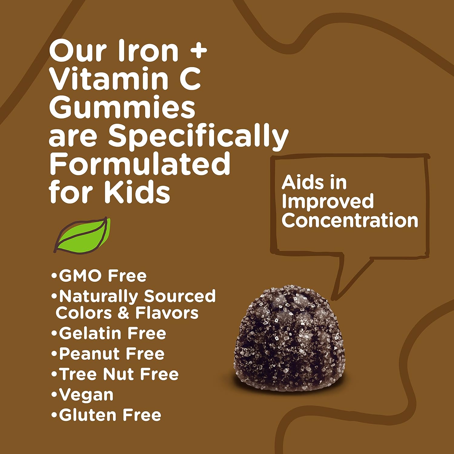 Iron Gummies for Kids with Vitamin C - Supports Energy, Blood Cell Formulation, Blood Builder Anemia Kids Iron Supplements - Vegan, Gelatin Free, Gluten Free - Tasty Chewable Grape Flavored Gummy : Health & Household