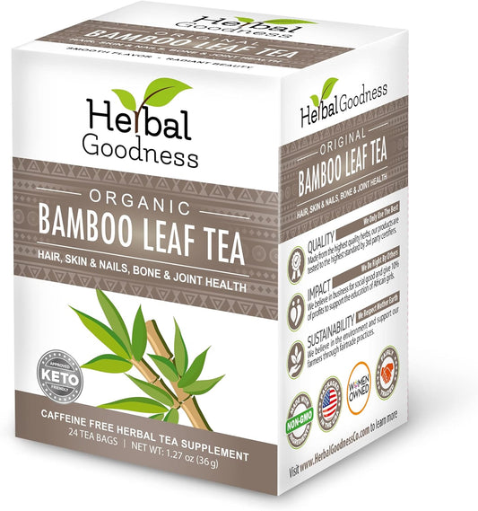 Bamboo Extract for Hair Growth - Tea Organic Hair Skin and Natural Silica & Collagen - How to Get Glowing Skin Inflammation Supplements 24ct Box Herbal Goodness