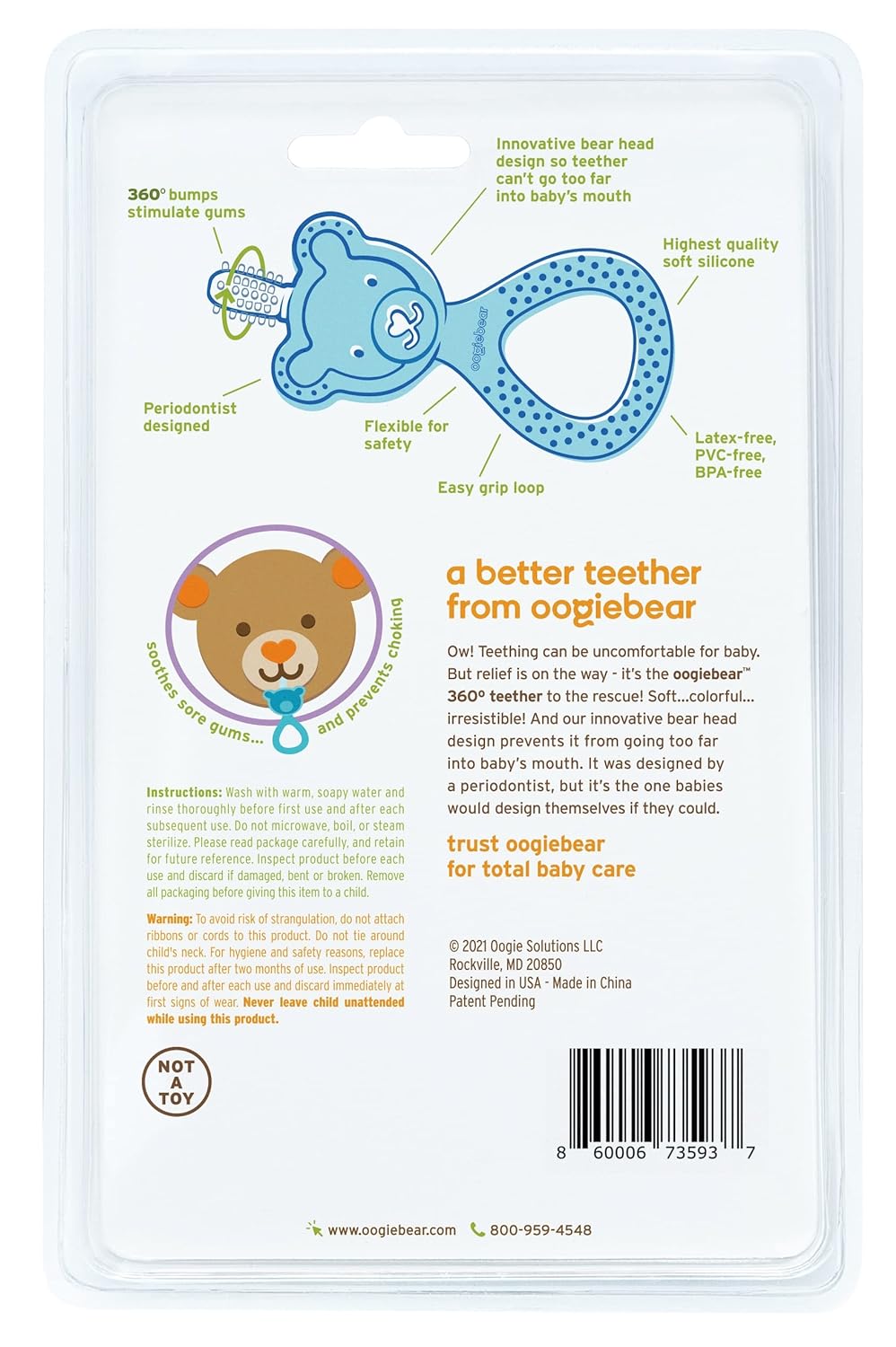 oogiebear 360? Teether - Safe Teething Toys for Babies 3 Months and Older | Soft Bristle Teddy Bear Silicone Teether | Super Soft BPA-Free Silicone Teether Toy - Yellow : Baby