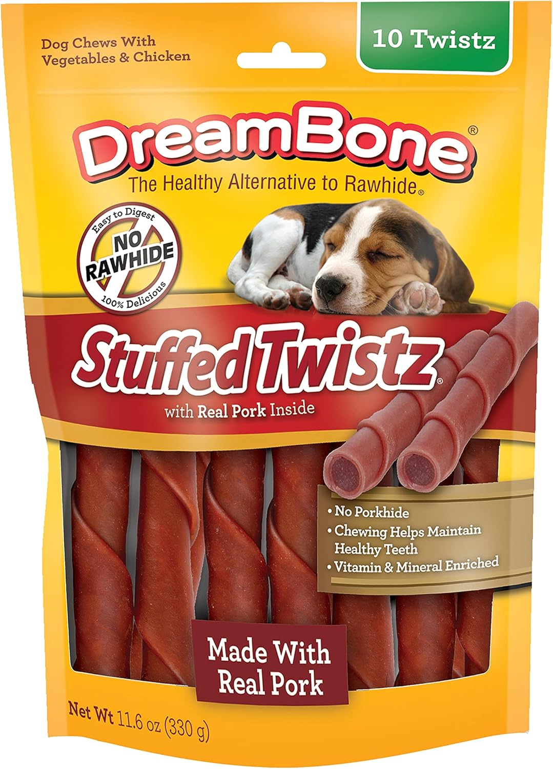 Dreambone Stuffed Twistz 10 Count, Rawhide-Free Chews