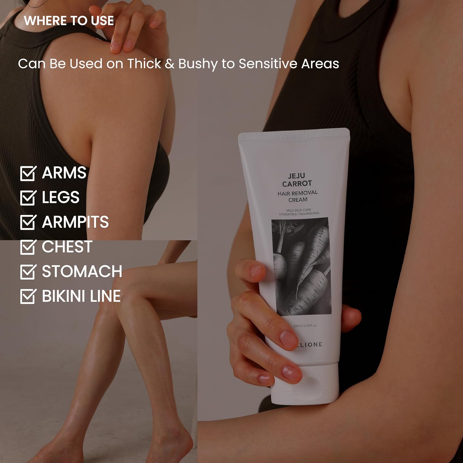 Hair Removal Cream With Carrot | Sooth & Painless For Sensitive Skin, Bikini, Underarms, Arms, Legs, Chest Hair Removal With Fruits Scent, Crema Depiladora For Women & Men, 200Ml