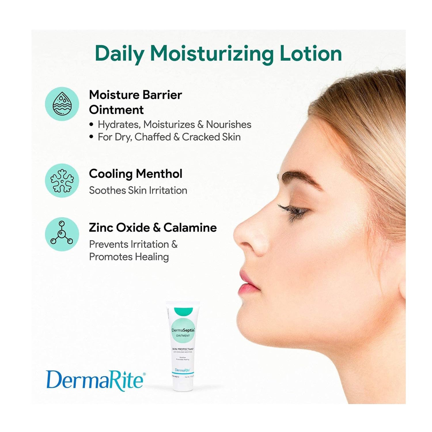 Dermarite'S Dermaseptin Ointment, Skin Protectant - With Cooling Menthol, Soothes And Promotes Healing, Fragrance-Free - 4 Oz. Tube, 1 Count : Industrial & Scientific