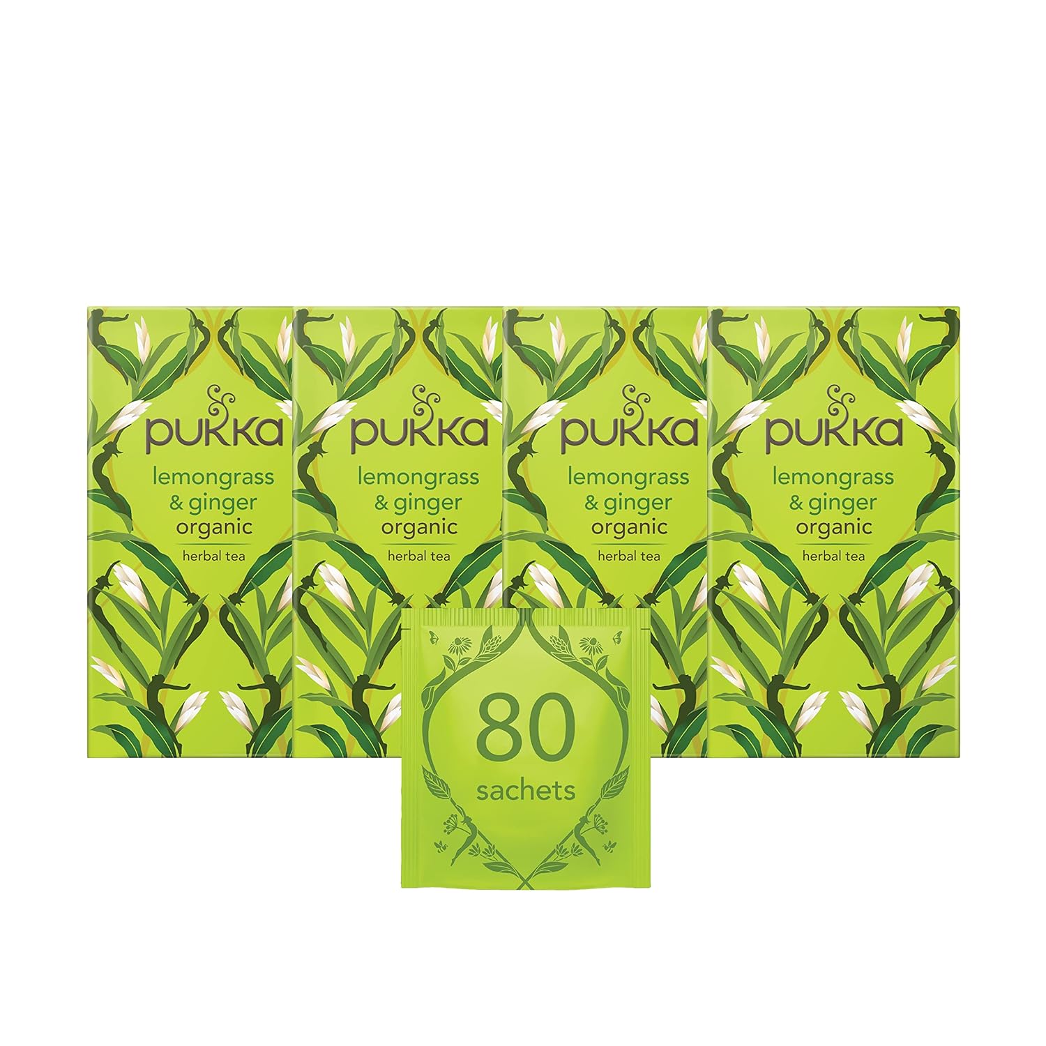 Lemongrass & Ginger Herbal Tea Bags - Organic & Fair Lemongrass, Ginger Root And Licorice Root