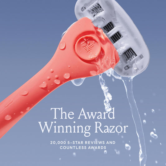 Billie Razors For Women Shave Kit – Women’S Razor + 4 X 5-Blade Razor Refills + Magnetic Holder – Coral