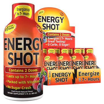 Vitamin Energy Shots, Fruit Punch Flavor, Up To 7+ Hours Of Energy, 1.93 Fl Oz, 12 Count