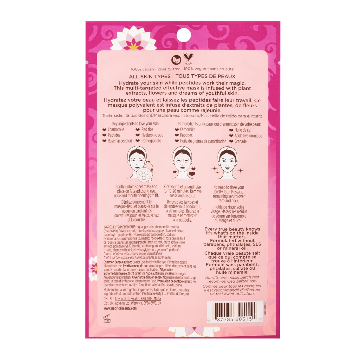 Pacifica Disobey Time Facial Mask - Rose and Peptide 1 Pc : Beauty & Personal Care