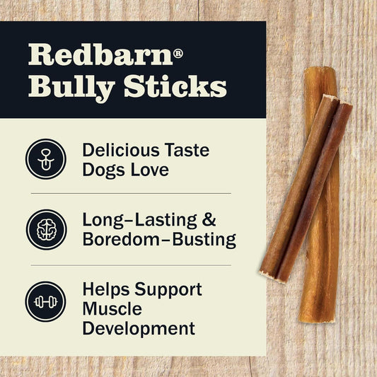 Redbarn All Natural 4-5” Bully Sticks For Small & Medium Dogs - Healthy Long Lasting Chews Variety Party Pack - 100% Beef Single Ingredient Low Odor Rawhide Free - 12Oz Bag - Packaging May Vary