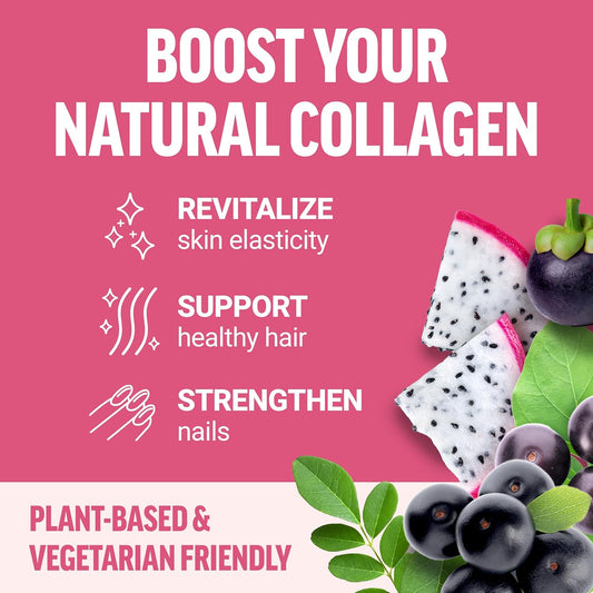 Force Factor Collagen Boosting Superfoods, Vegan Collagen Booster For Women, With Biotin, Hyaluronic Acid, And Vitamin C, For Hair, Skin, Nails, & Joint Support, Tropical Fruit, 60 Soft Chews