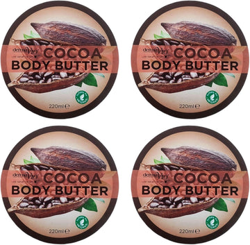 Derma V10 Body Butter Moisturising Cream Vegan Friendly 4 Pack (Cocoa)