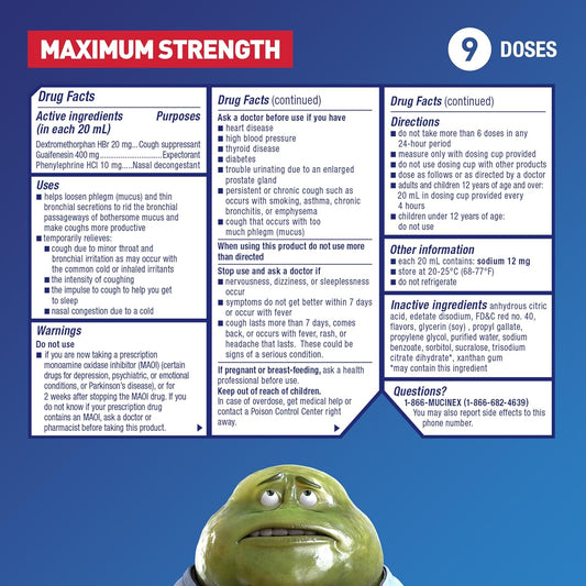 Mucinex Fast-Max Severe Congestion & Cough Medicine, Maximum Strength Symptom Relief, Over-The-Counter Medication, Cold Medicine, Cough Suppressant, Expectorant, Nasal Decongestant, Fsa/Hsa, 6 Fl Oz
