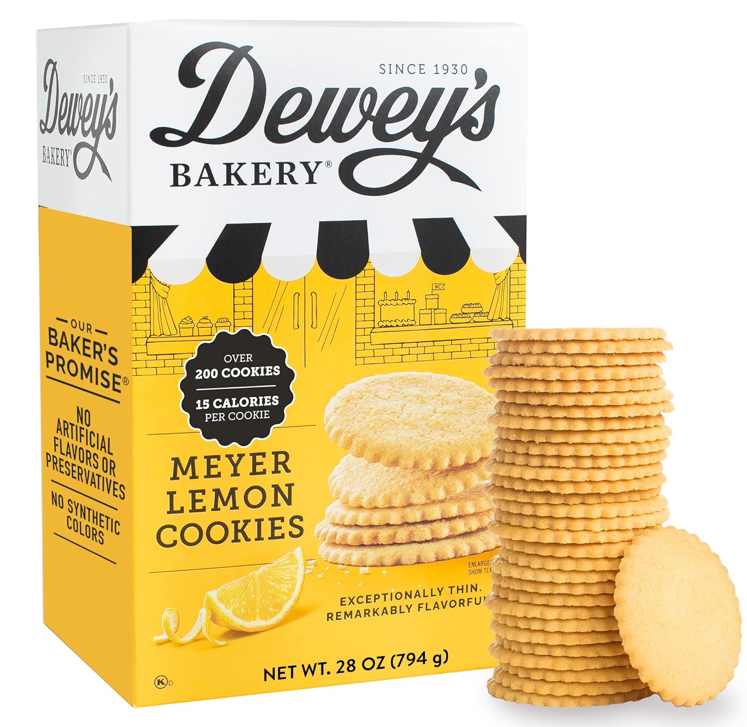 Dewey'S Bakery Lemon Moravian Style Cookie Thins | Baked In Small Batches | Real, Simple Ingredients | Time-Honored Southern Bakery Recipe | Low Calorie Cookie Thins | 28Oz