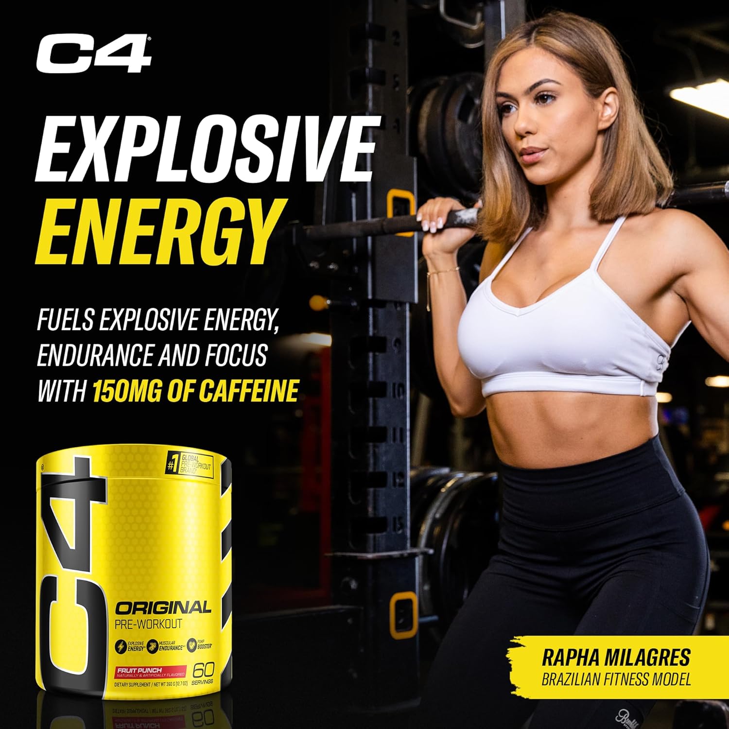 C4 Original Pre Workout Powder Fruit Punch - Vitamin C for Immune Support - Sugar Free Preworkout Energy for Men & Women - 150mg Caffeine + Beta Alanine + Creatine - 60 Servings : Health & Household