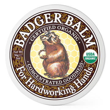 Badger - Hardworking Hands Healing Balm, Aloe Vera & Wintergreen, Working Hand Balm, Balm, For Dry Hands, Hand Moisturizer Balm, Certified Organic Hand Balm, Hand Repair Balm, 2 Oz