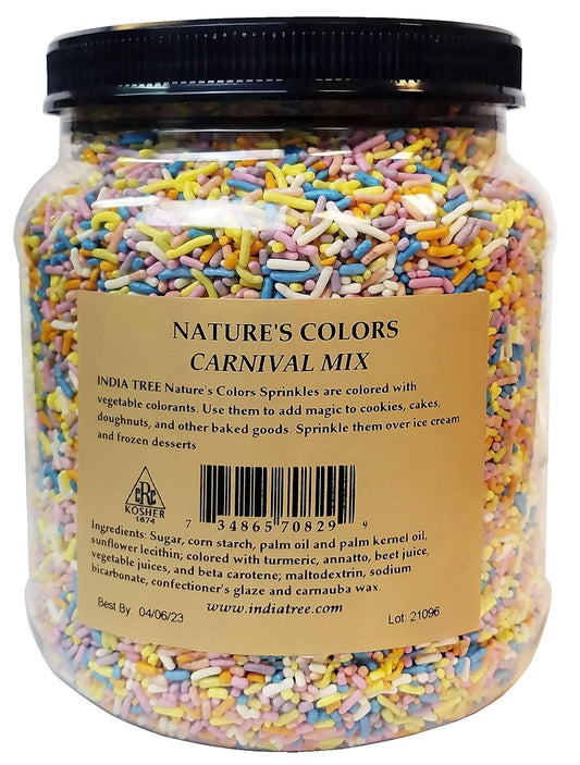 India Tree Nature'S Colors Carnival Mix Sprinkles, 2.9-Pound Jar, Naturally Colored Sprinkle With Vegetable Colorants, Kosher