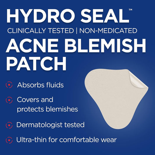 Band-Aid Brand Hydro Seal Acne Blemish Patches, Clear Non-Medicated Face Patch Absorbs Fluids & Provides A Protective Healing Environment For Pimples, Sterile, Three Pack, 3 X 7 Patches