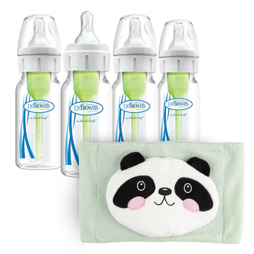 Dr. Brown’s Anti-Colic Options+ Narrow Baby Bottles, 4oz 4-Pack and Infant Gripebelt for Natural Colic Gas and Upset Stomach Relief in Babies and Toddlers, 0-3m, Panda