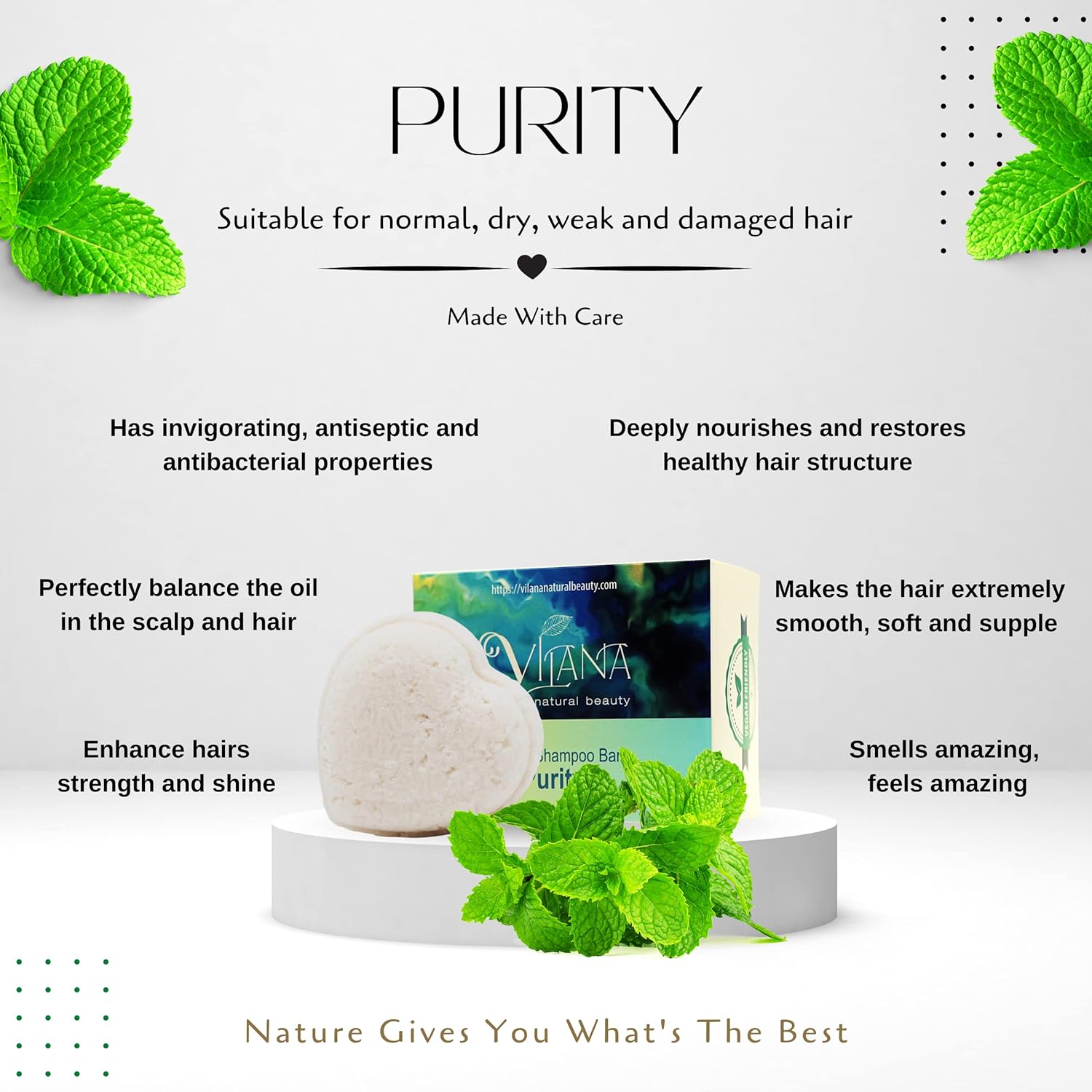 Purity Natural Shampoo Bar 70g by Vilana | Vegan Shampoo Bar – Nourishes, Moisturises & Helps Restore Healthy Hair Structure | Sulphate Free Hair Shampoo Bar, Suitable for Normal, Weak & Damaged Hair : Amazon.co.uk: Beauty