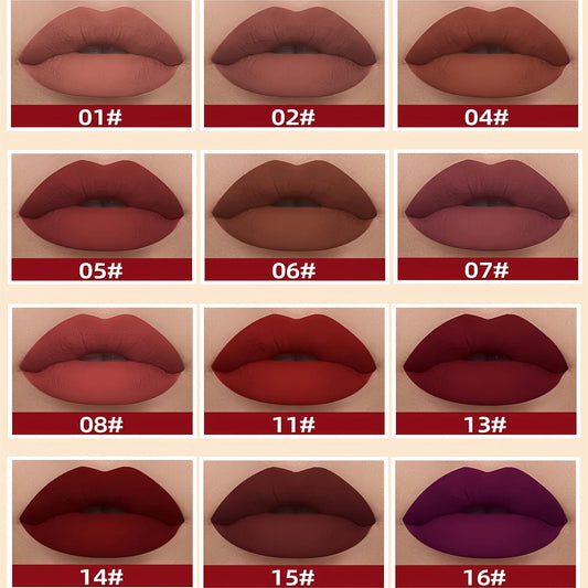 12Pcs Matte Liquid Lipstick Set Non-Stick Cup And Not Fade Pigmented Lipstick Long-Lasting Waterproof Velvet Lipgloss Kit Makeup For Girls And Women (Set 03)