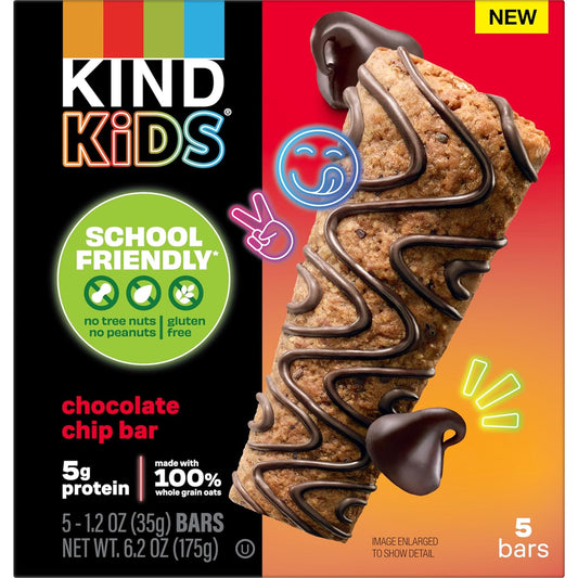 Kind Kids Chocolate Chip Bar, Tree Nut Free, Peanut Free, Gluten Free, Made With Whole Grain Oats, 6.2 Oz Box (5 Bars)