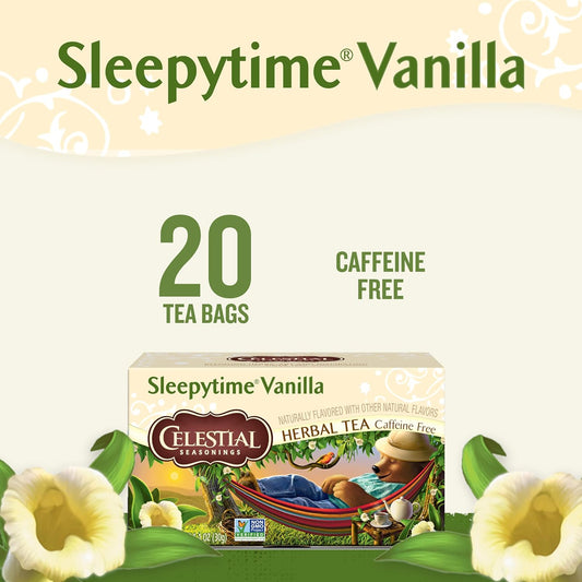 Celestial Seasonings Sleepytime Herbal Vanilla Tea, Caffeine Free, 20 Tea Bags Box, (Pack Of 6)