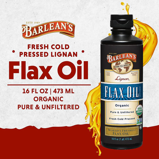 Barlean's Organic Lignan Flaxseed Oil Liquid Supplement from Cold Pres