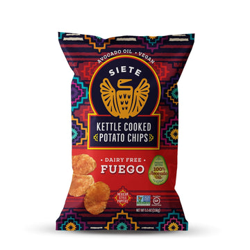 Siete Grain Free Potato Chips | Kettle Cooked | Gluten Free Chips | Vegan Snacks | Non Gmo | Fuego, 5.5 Ounce (Pack Of 6)