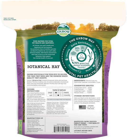 Oxbow Animal Health Oxbow Botanical Western Timothy Hay - All Natural Hay For Rabbits, Guinea Pigs, Chinchillas, Hamsters & Gerbils - 15 Oz