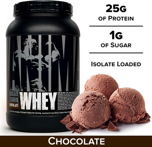 Animal Whey Isolate Whey Protein Powder ? Isolate Loaded for Post Workout and Recovery ? Low Sugar with Highly Digestible Whey Isolate Protein - Chocolate - 2 Pounds