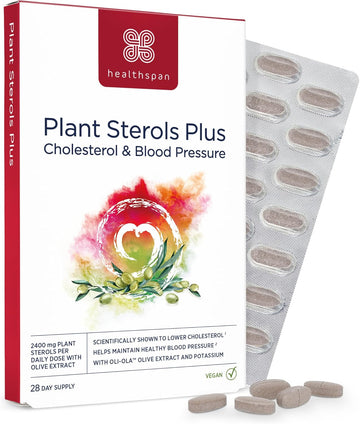 Healthspan Plant Sterols Plus (28 Day Supply) | 2400 Mg Plant Sterols With Oli-Ola Olive Extract | Added Potassium & Vitamins B1 & B3