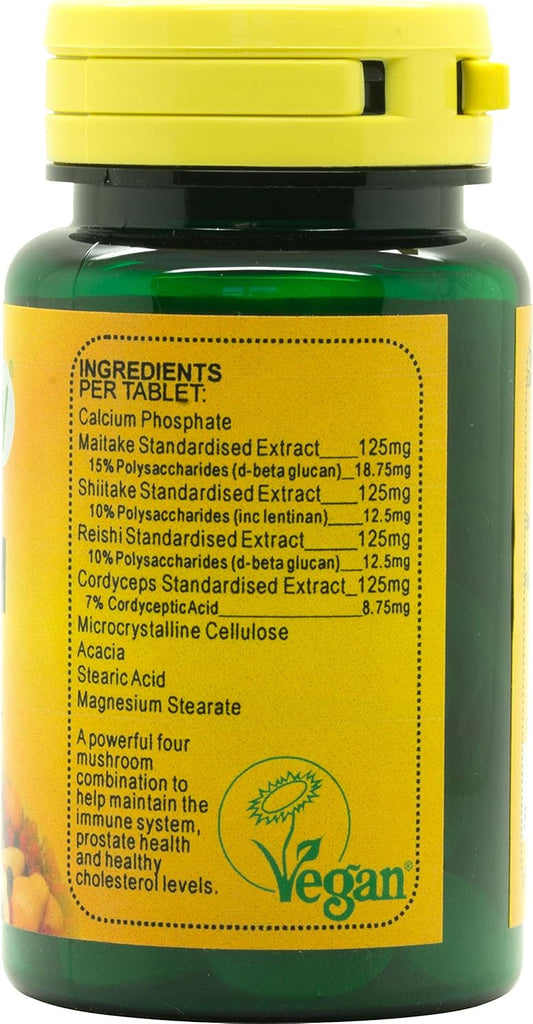 Veganicity Mushroom Complex : Immune System Support : 60 Tablets, In A Planet-Friendly 99% Recycled Pot