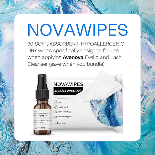 Novawipes By Avenova – Soft, Strong, Hypoallergenic, Non-Irritating, Durable, Absorbent, Multi-Layer Dry Wipes For Use When Applying Avenova Spray (30 Count)