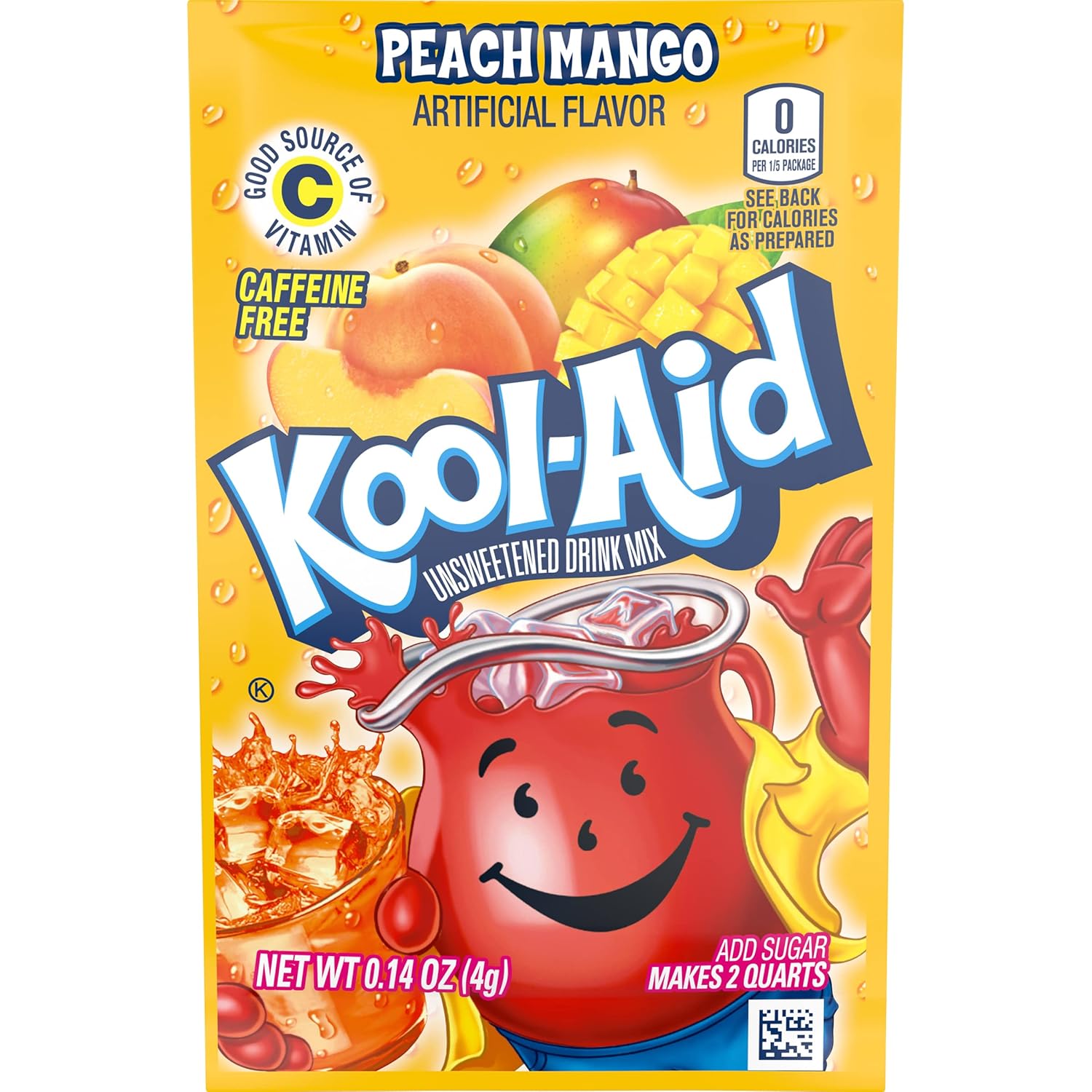 Kool-Aid Unsweetened Caffeine Free Peach Mango Zero Calories Powdered Drink Mix 192 Count Pitcher Packets