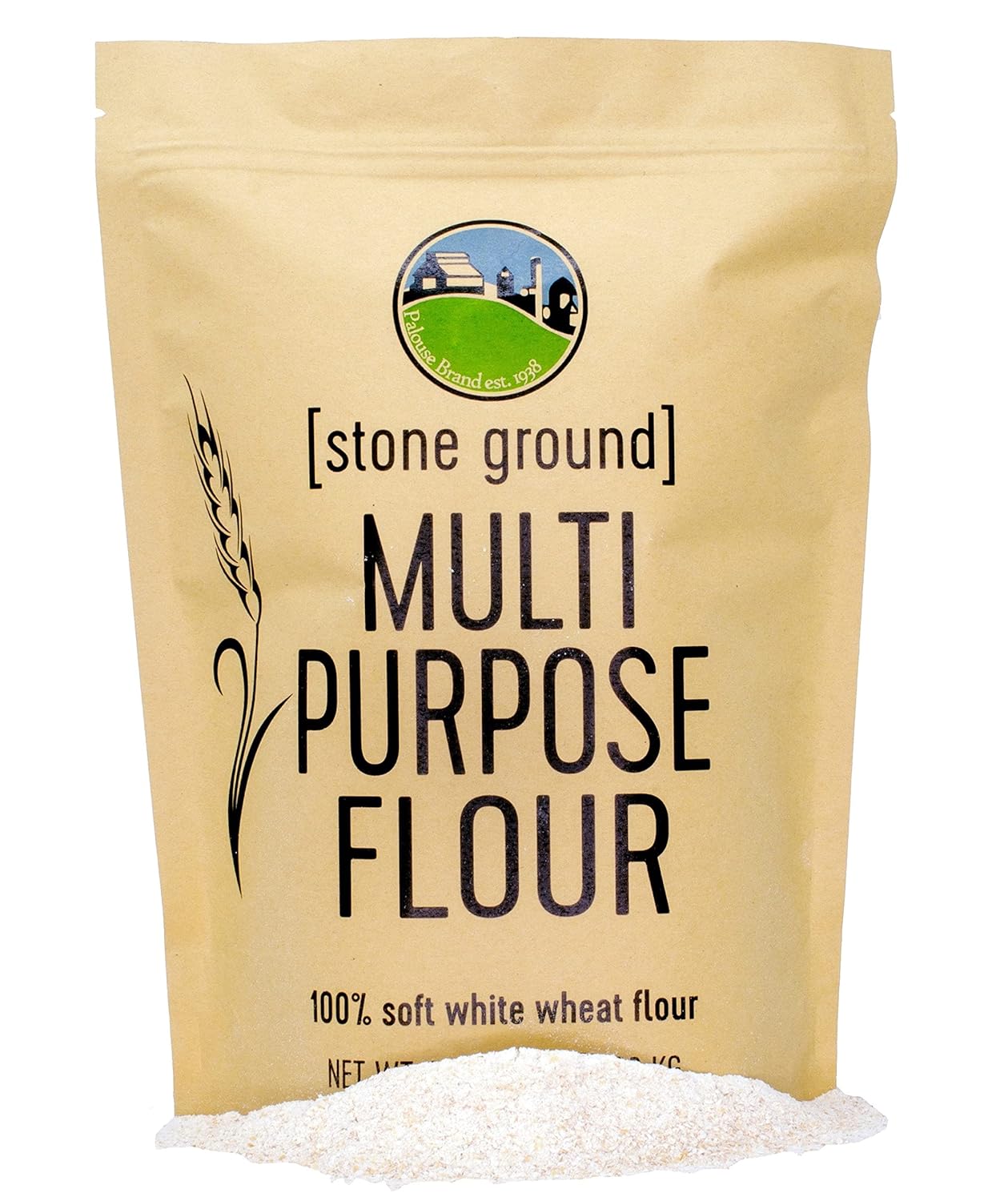 Soft White Whole Wheat Flour | 3 LBS | All Purpose Flour | Non-GMO | 100% Non-Irradiated | Kosher | USA Grown | Field Traced | Resealable Kraft Bag