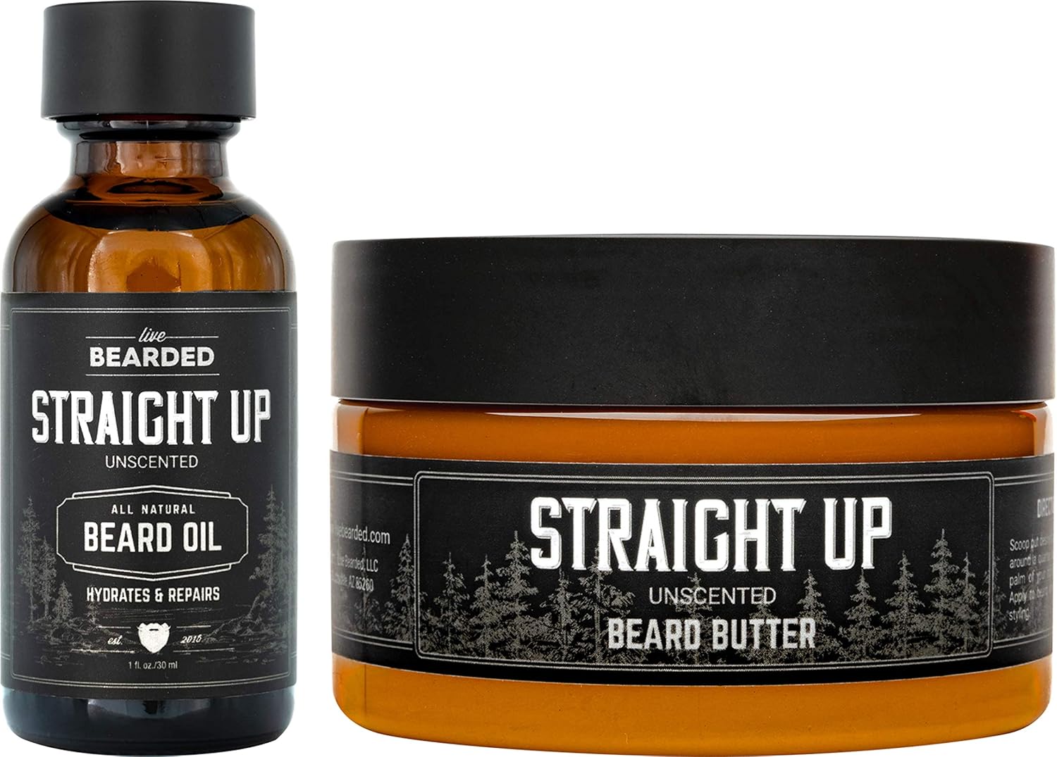 Live Bearded Beard Oil And Butter Grooming Kit - Made In The Usa - All-Natural Ingredients With Shea, Argan, Jojoba - Growth Support | Forge Scent - Hinoki Cypress, Clove, Amber