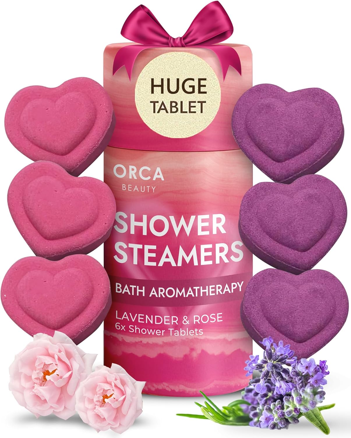 6PC Heart-Shaped Shower Steamers Aromatherapy, Huge Shower Bomb 1.4OZ, Galentines Day Gifts, Gifts for Women, Rose & Lavender Shower Steamer Self Care Gifts for Women and Men, Unique Spa Gift Idea